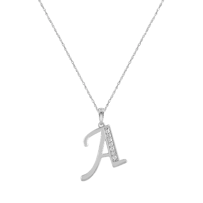 Diamond Initial Necklace in Sterling Silver