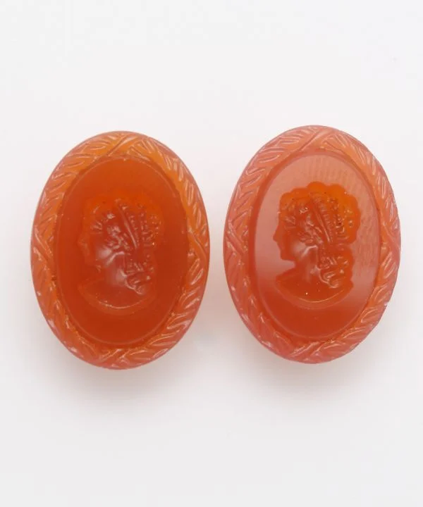 Intaglio Cameo Glass Earrings