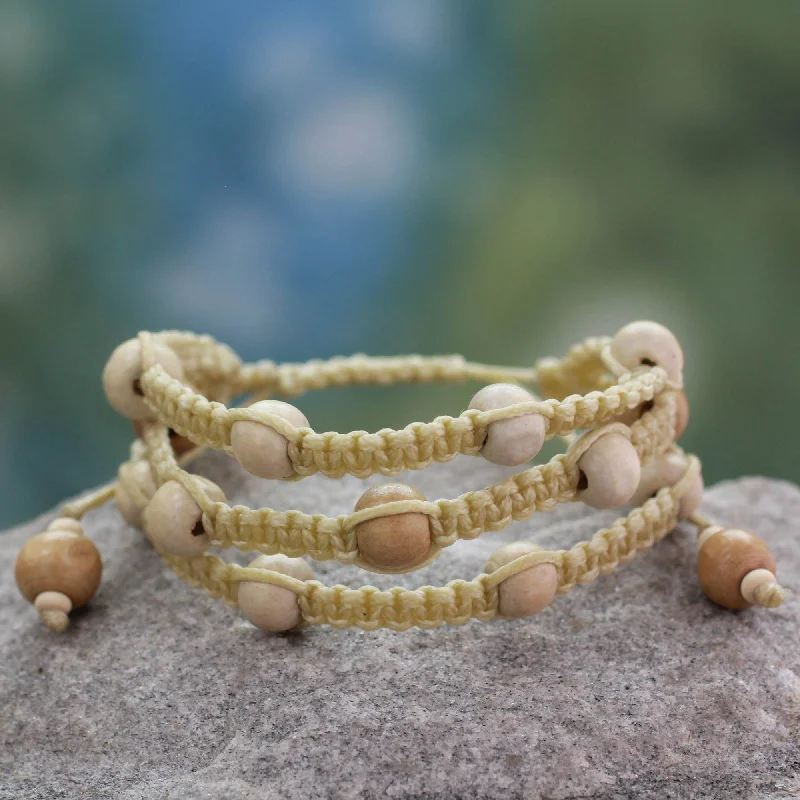 Peaceful Spirit Fair Trade Macrame Wood Bead Shambhala-style Bracelet