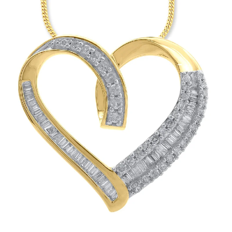 9ct Yellow Gold 0.50ct Diamond Heart Necklace