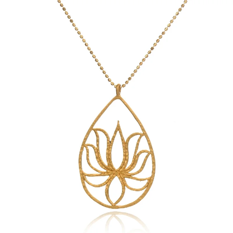 Teardrop Lotus Gold Necklace