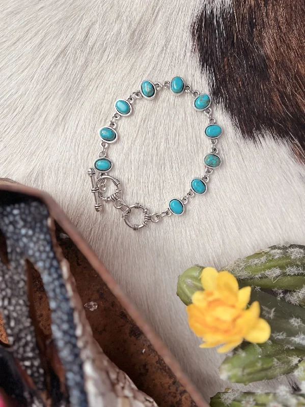 Oval Turquoise Stone Toggle Bracelet