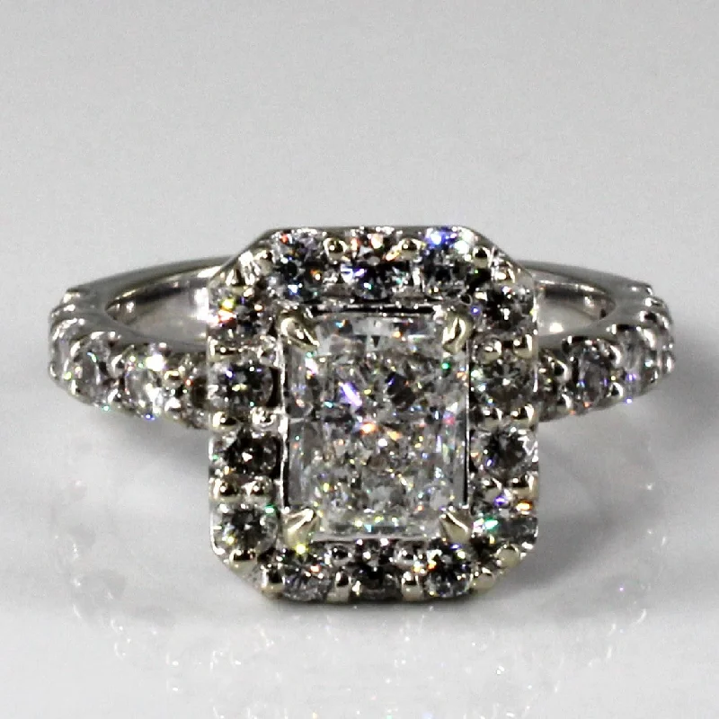 Halo Rectangular GIA Certified Diamond Engagement Ring | 2.10ctw SI1 F | SZ 5.75 |