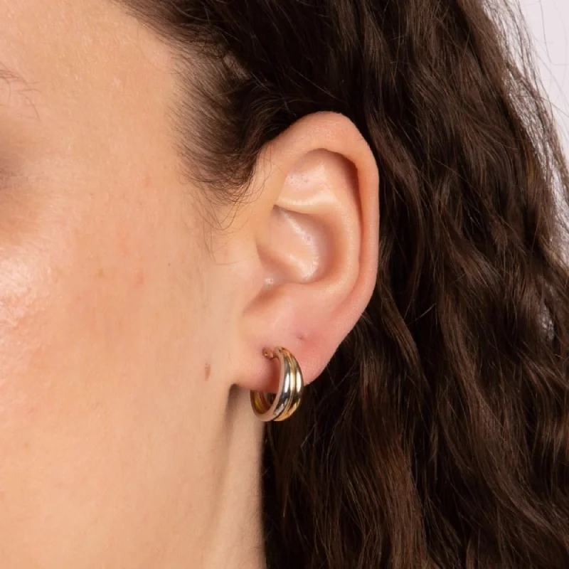 Two-Tone Double Row Hoop Earrings