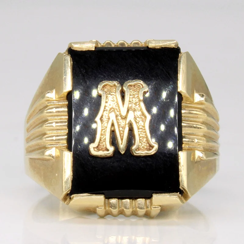 Onyx 'M' Initial Ring | 3.00ct | SZ 10 |