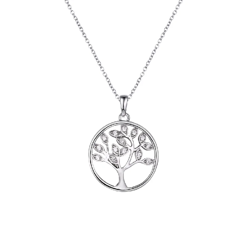 Sterling Silver Cubic Zirconia Tree of Life Necklace