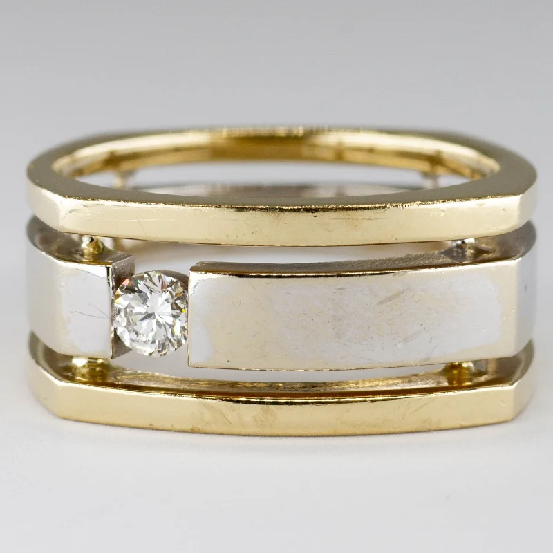 Tension Set Diamond Two Tone Gold Ring | 0.25ct | SZ 11 |