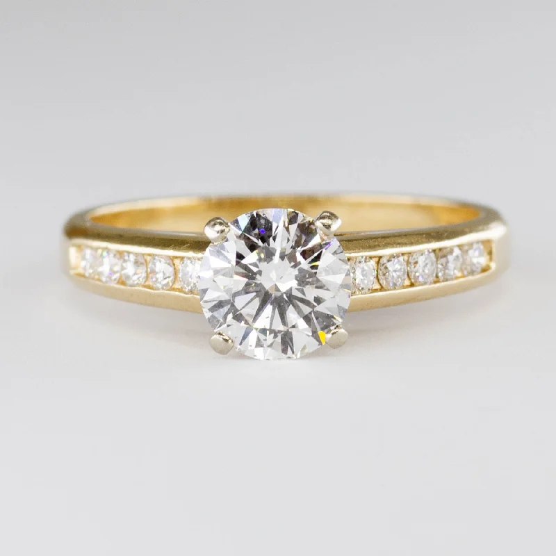 Solitaire Diamond Engagement Ring with accents | 1.30ctw | SI1  G/H VG | SZ 6.5 |