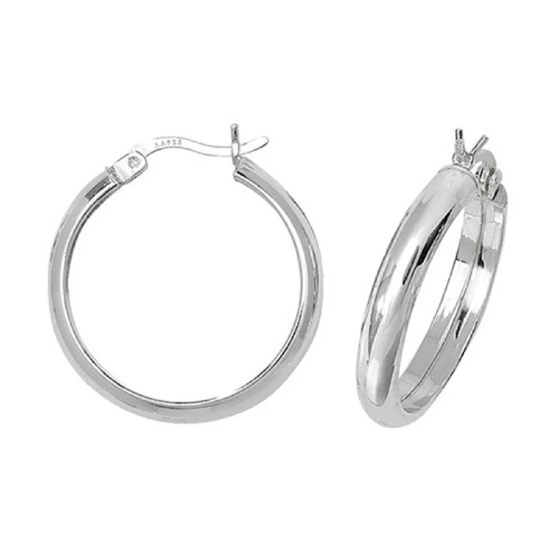 Plain Hoop Earrings 20mm - Sterling Silver