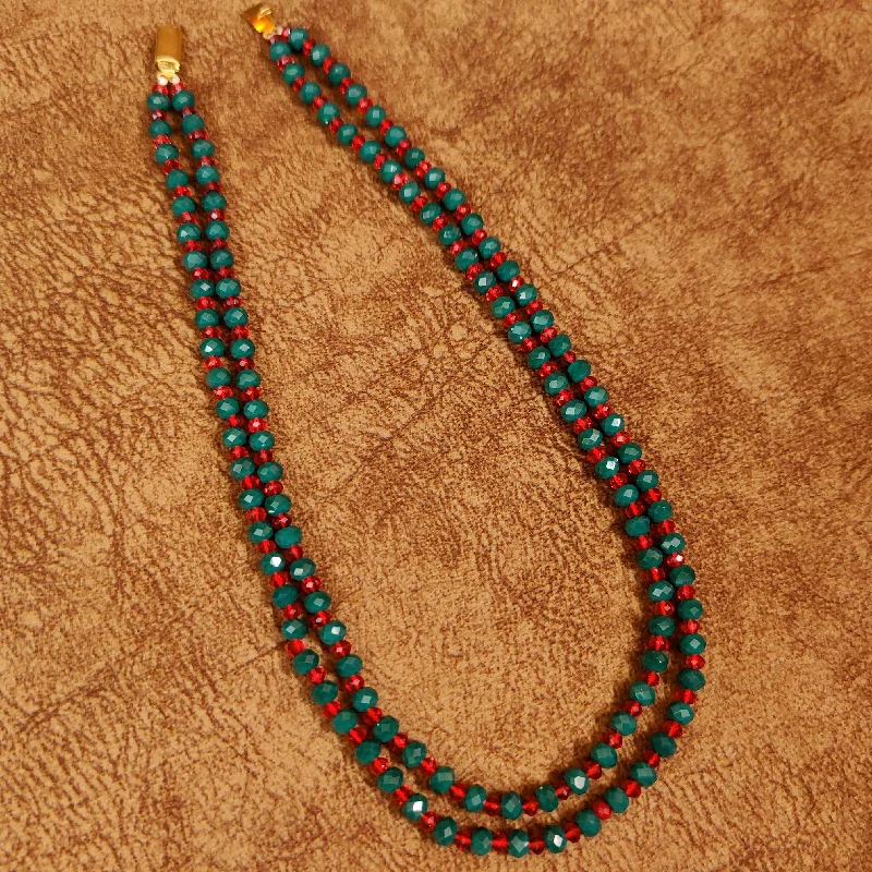 Dark Green & Red Colour 2 Line Necklace