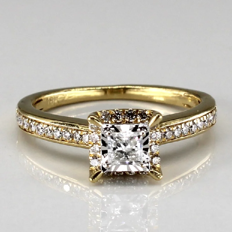 Halo Style Princess Diamond Ring | 0.38ctw | SZ 5.75 |