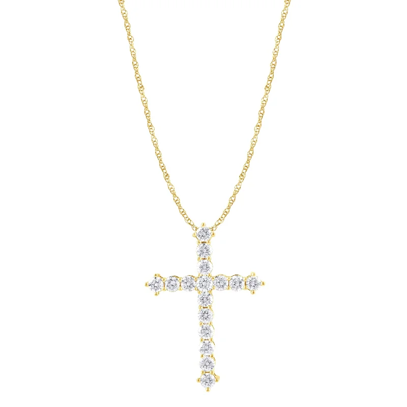 Meera Cross Necklace with 1.00ct of Laboratory Grown Diamonds in 9ct Yellow Gold