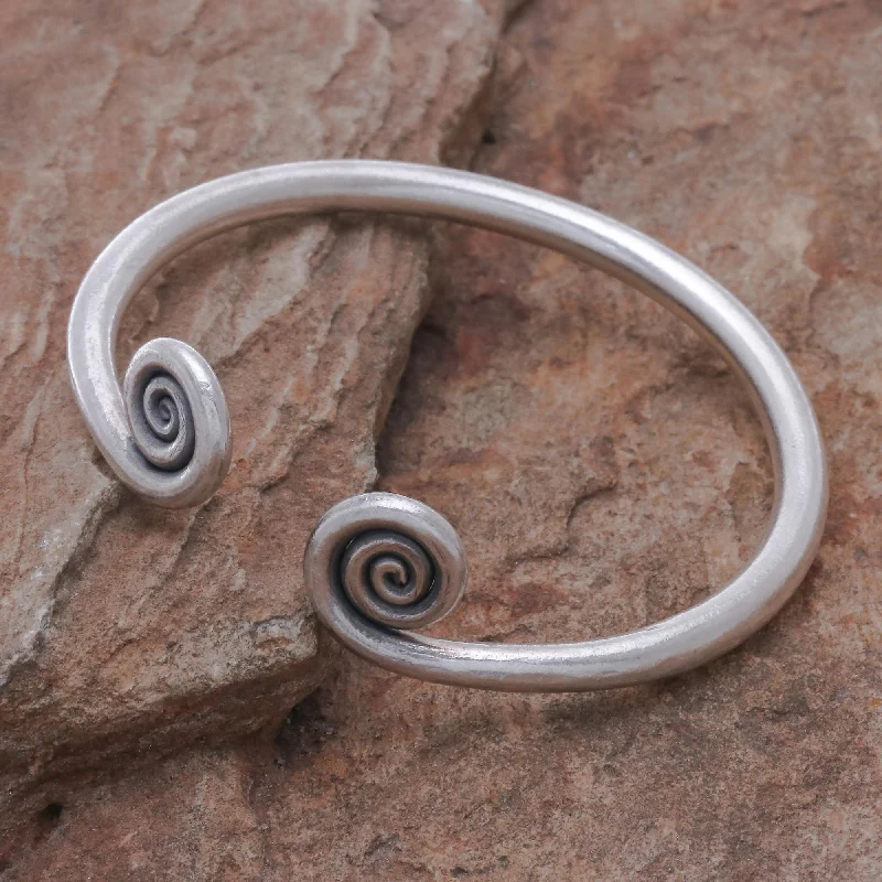 Fiddlehead Fern Hill Tribe 950 Silver Spiral Cuff Bracelet