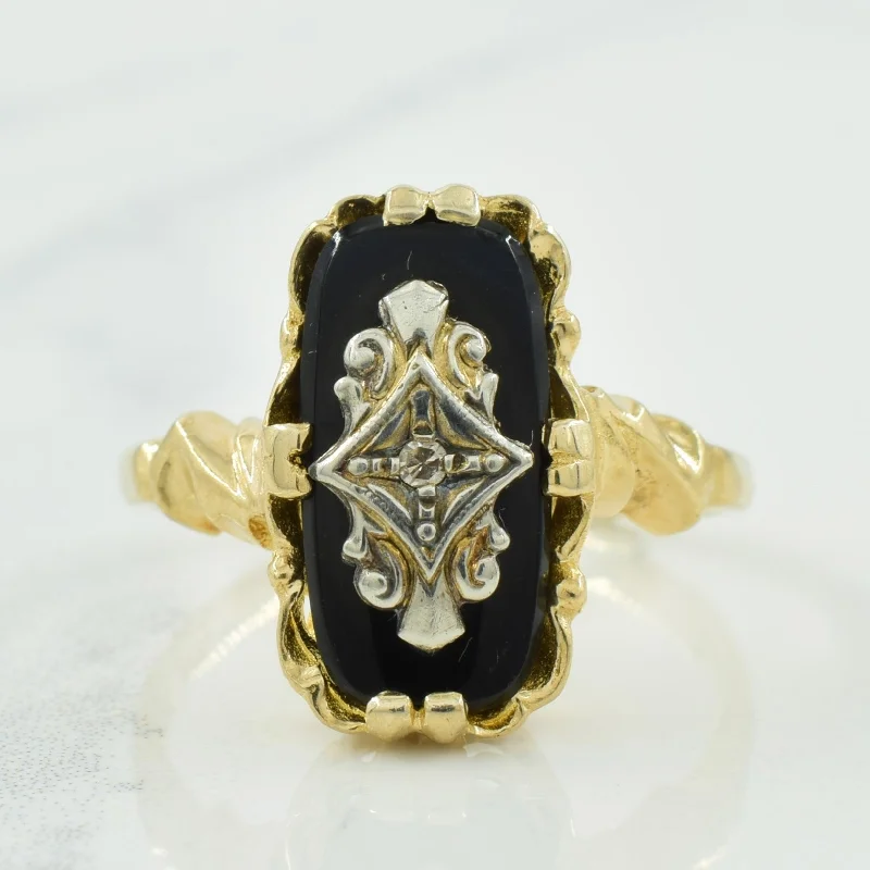 Black Onyx & Diamond Ring | 2.50ct, 0.01ct | SZ 6.25 |