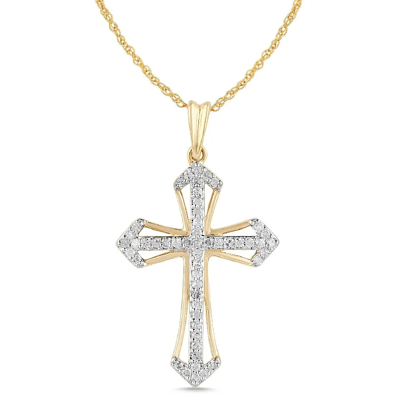 Cross Necklace with 1/5ct of Diamonds in 9ct Yellow Gold