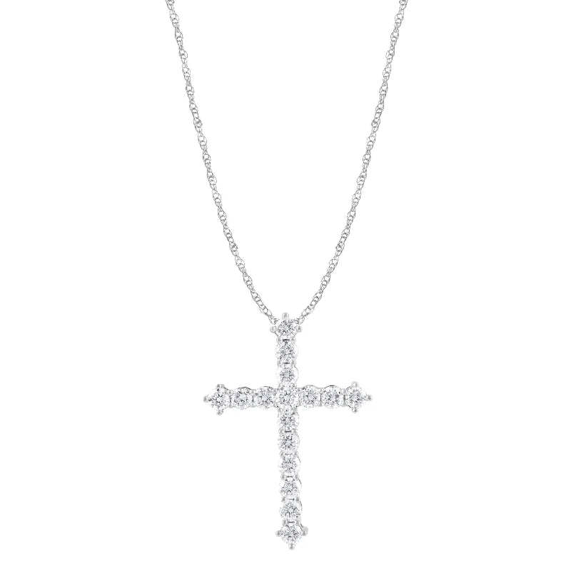 Meera Cross Necklace with 1.00ct of Laboratory Grown Diamonds in 9ct White Gold