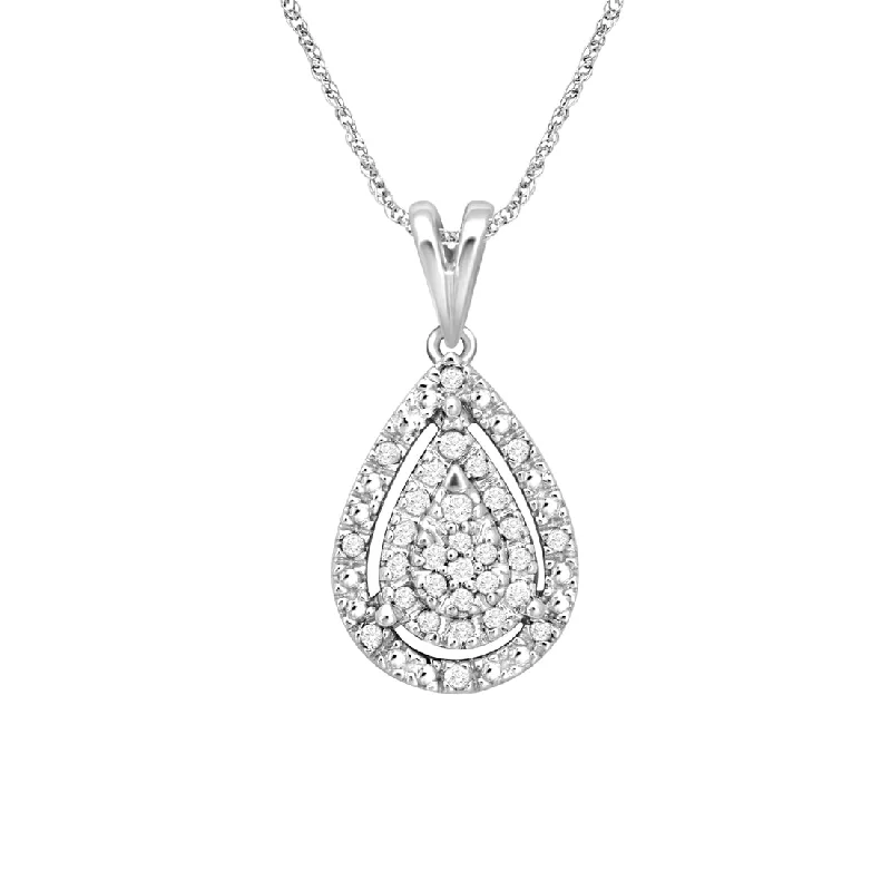 Sterling Silver 0.10ct Diamonds Pear Shape Necklace