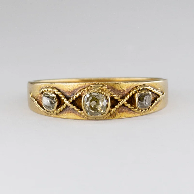 Antique Old Mine Three Stone Diamond Ring | 0.28ctw | SZ 6.25 |