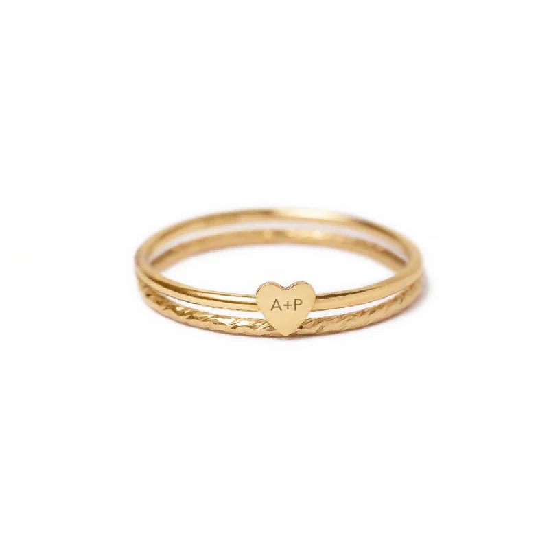 Tiny Heart Stacker Ring Set