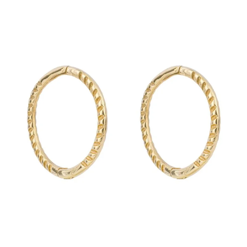 Rope Effect Hoop Earrings - 9ct Gold