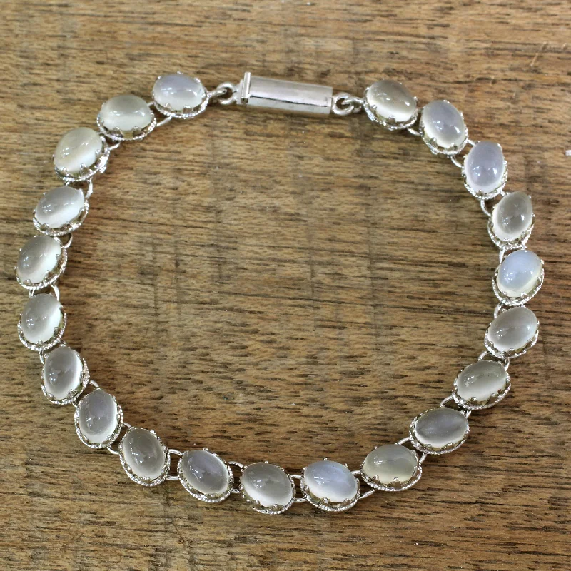 Cloud Circlet Indian Bracelet Moonstone on Sterling Silver