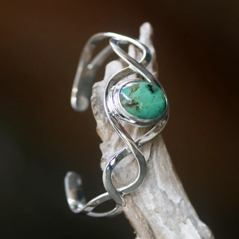 DNA Sterling Silver and Reconstituted Turquoise Cuff Bracelet