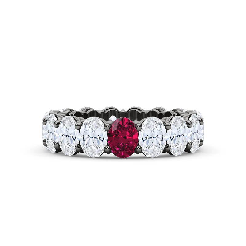 Oval Cut Diamond & Birthstone Eternity Band