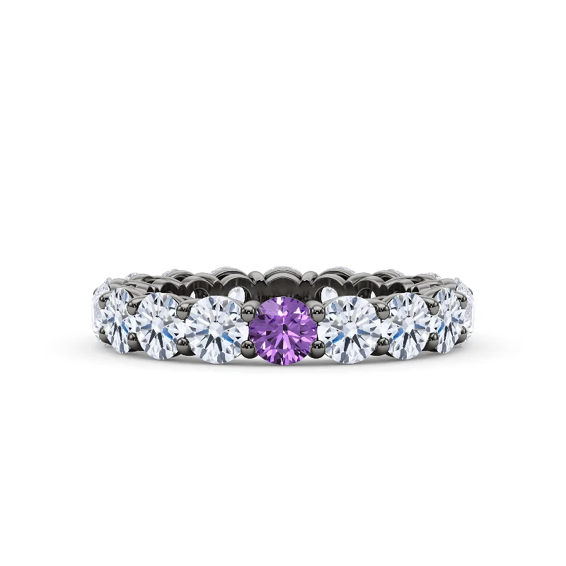 Round Cut Diamond & Birthstone Eternity Band