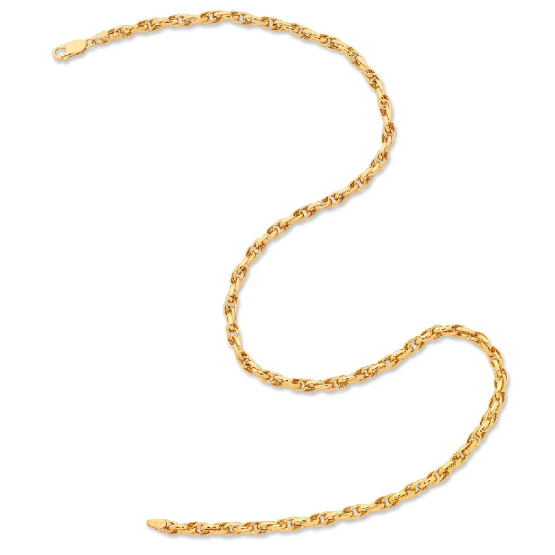 9ct Yellow Gold Silver Infused Double Belcher Necklace