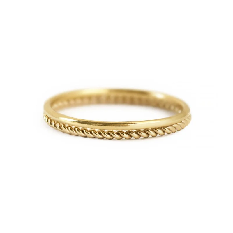 Thin Band and Rope Ring Set