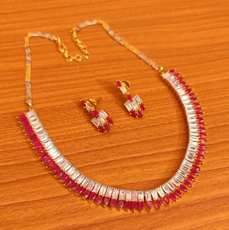 RUBY & CZ DIAMOND LOOK NECKLACE SET