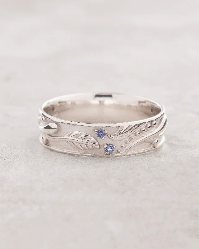 Nature inspired wedding band with sapphires / Callisto