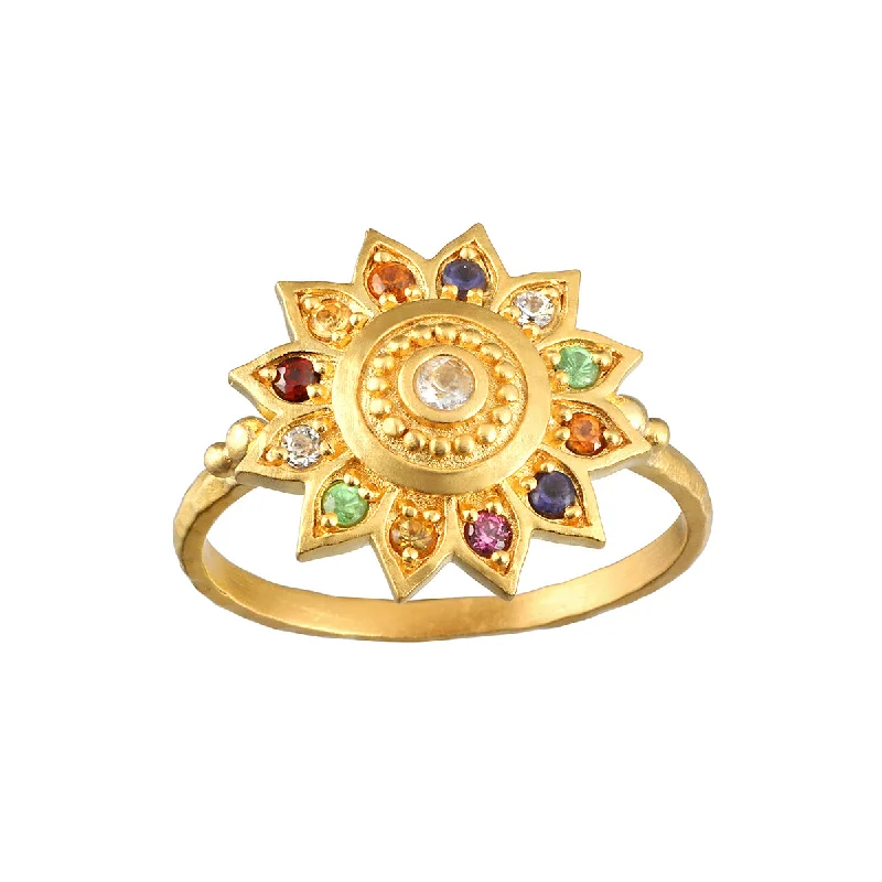 Vibrant Self Multi Stone Lotus Ring