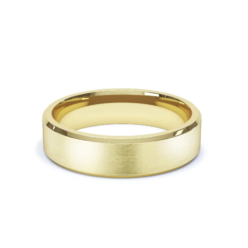 - Bevelled Edge Satin Polish Wedding Ring 9k Yellow Gold