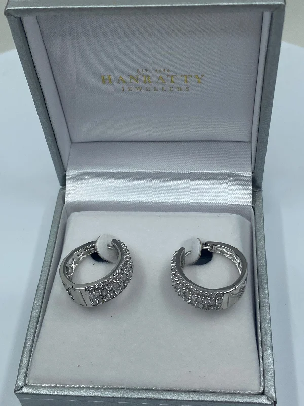 Cubic Zirconia Hoop Earrings - Sterling Silver