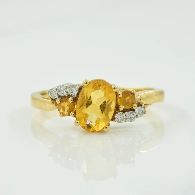 Citrine & Diamond Ring | 0.15ctw, 0.06ctw | SZ 6.5 |