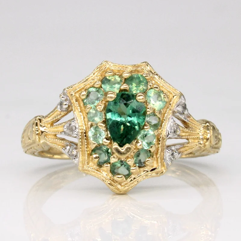 Chrysoberyl & Diamond Shield Ring | 0.75ctw, 0.03ctw | SZ 7.75 |