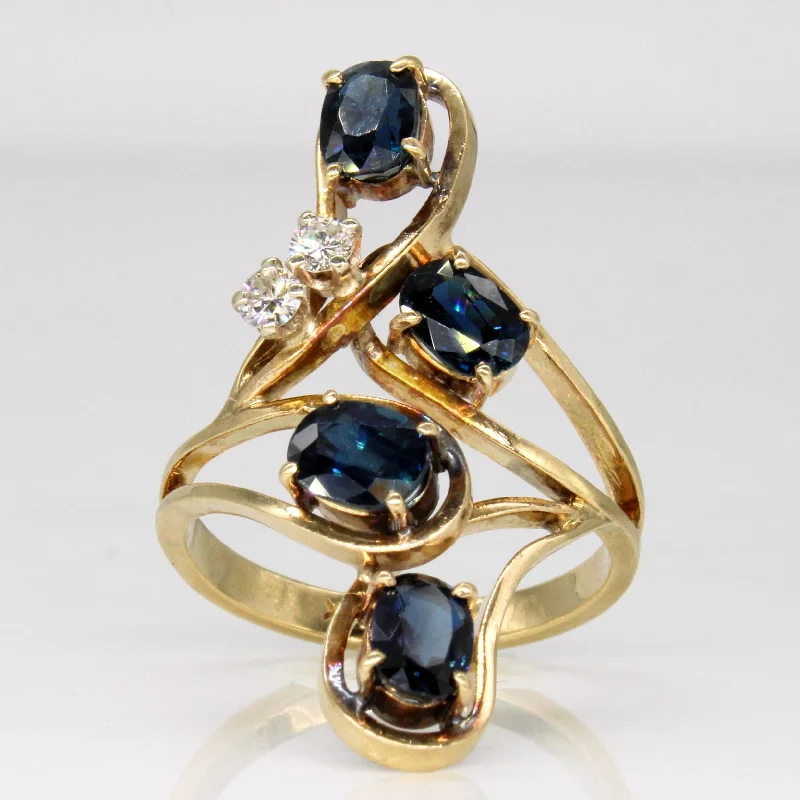 Ornate Sapphire & Diamond Ring | 1.80ctw, 0.13ctw | SZ 6.75 |