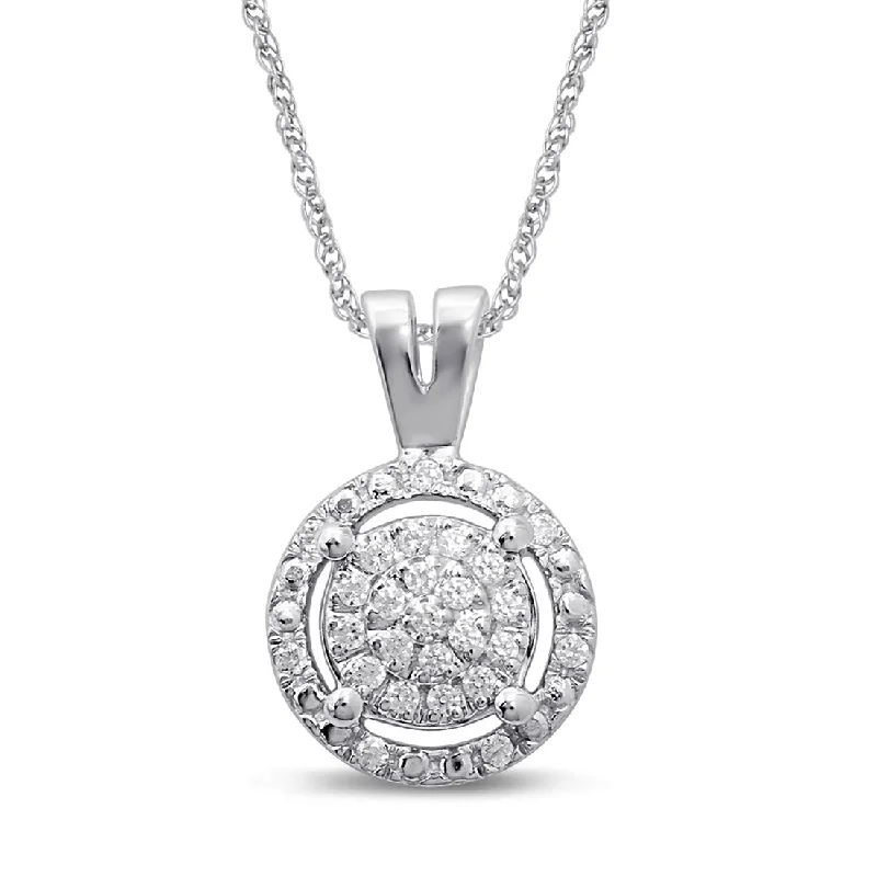 Sterling Silver Diamond Set Halo Necklace