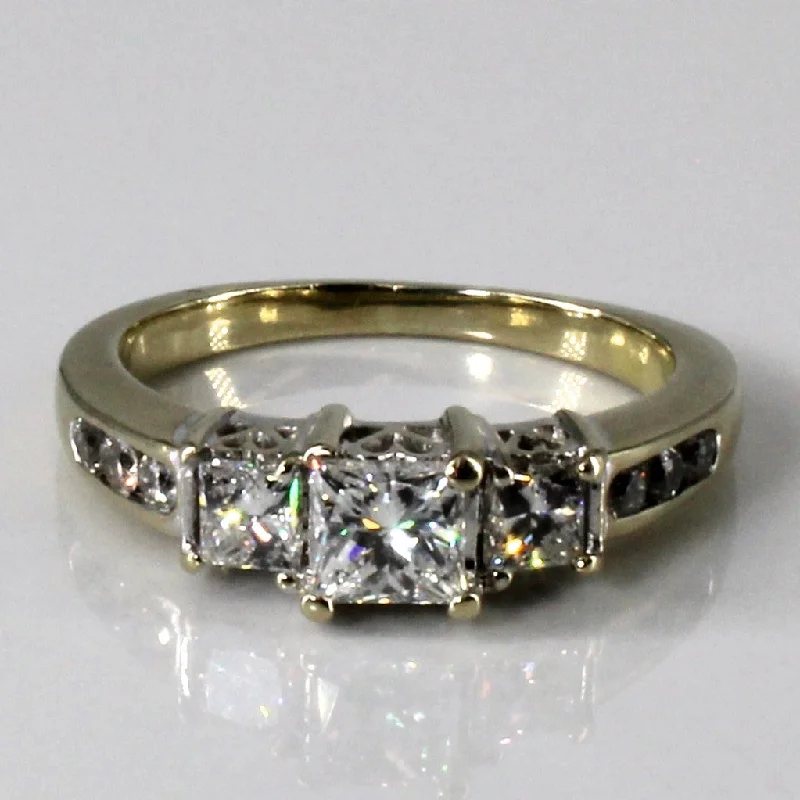 Three Stone Diamond with Accents Ring | 0.92ctw | SZ 5.5 |