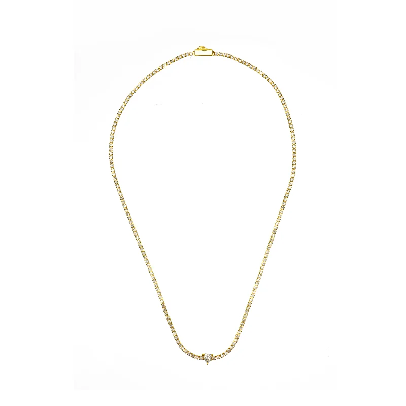 SWEETHEART TENNIS NECKLACE GOLD 42CM