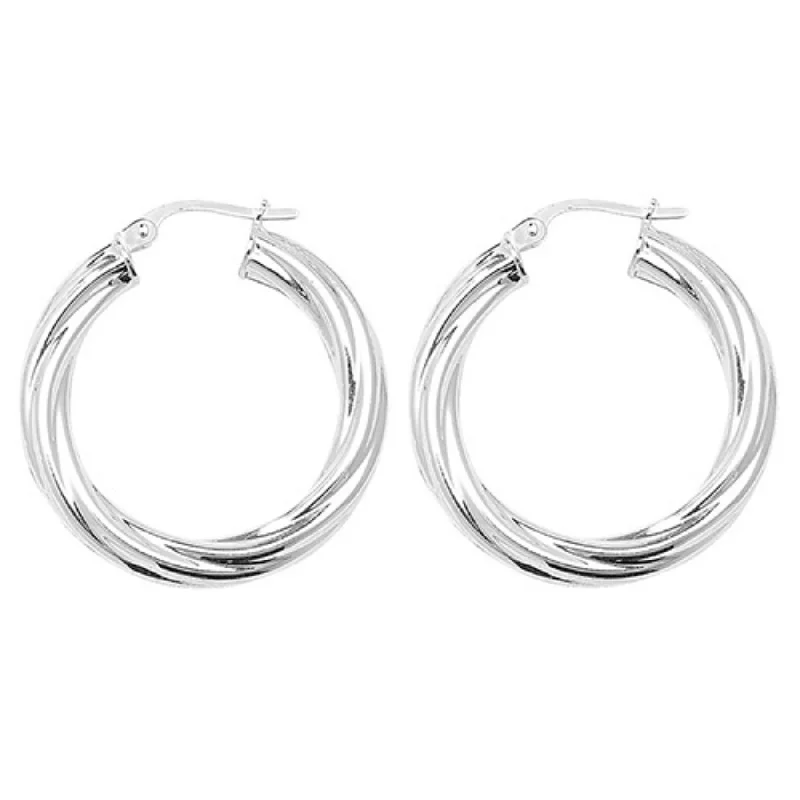 Twisted Hoop Earrings 20mm - Sterling Silver