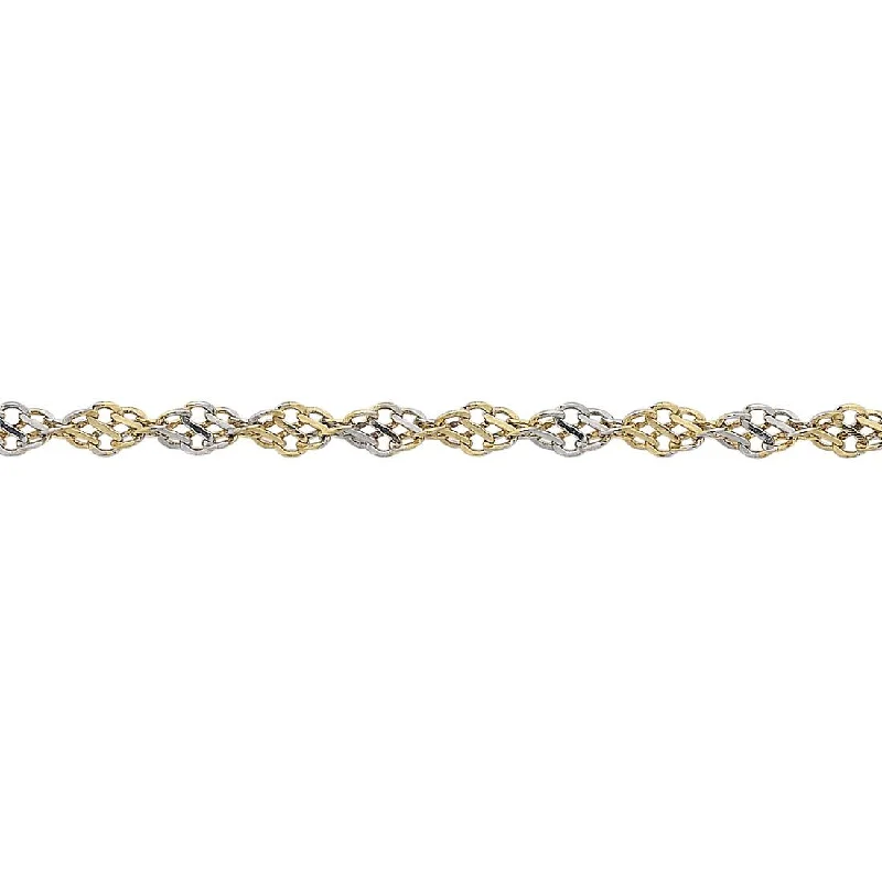 9ct Yellow Gold 2 Tone Twisted Infinity Chain Necklace 45cm