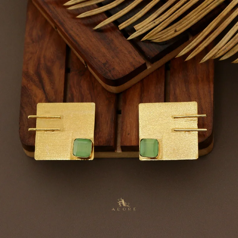 Golden Square And Line Earring