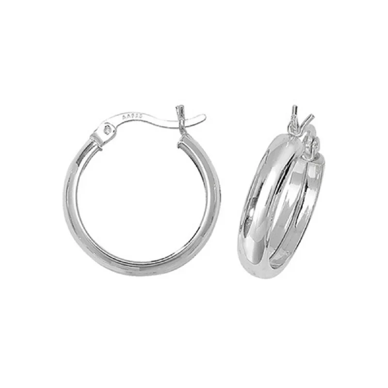 Plain Hoop Earrings 15mm - Sterling Silver