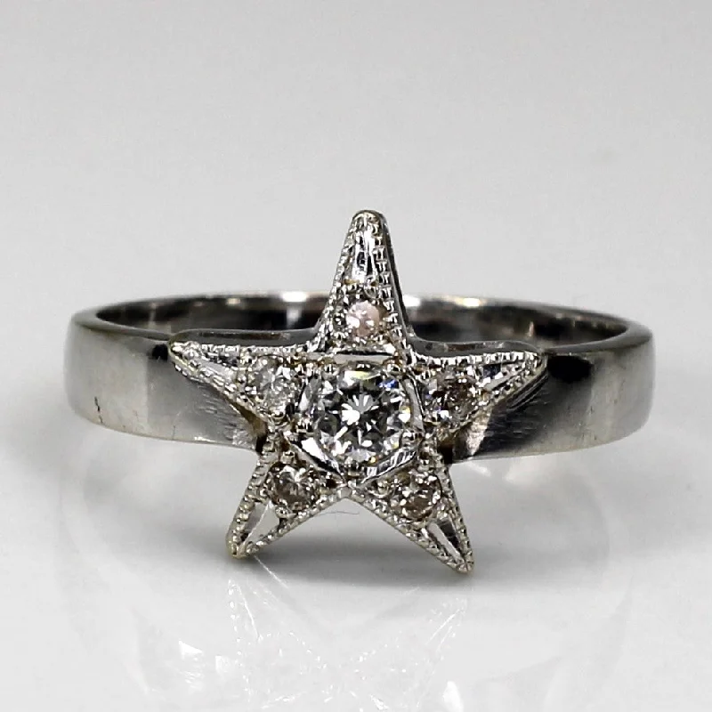 Milgrain Detail Star Design Diamond Ring | 0.25ctw | SZ 8.5 |