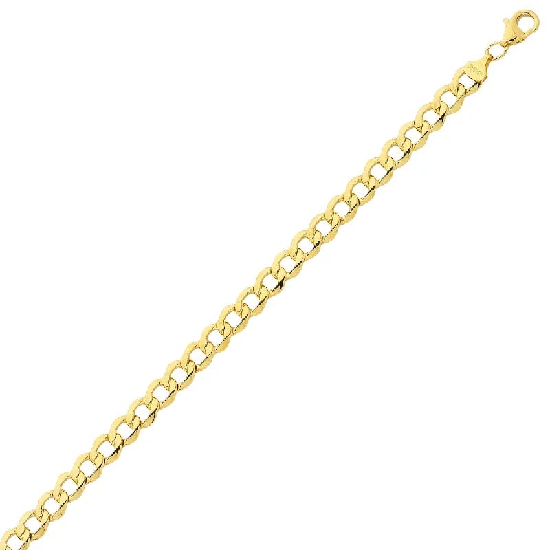 9ct Yellow Gold Silver Infused Rounded Curb Necklace