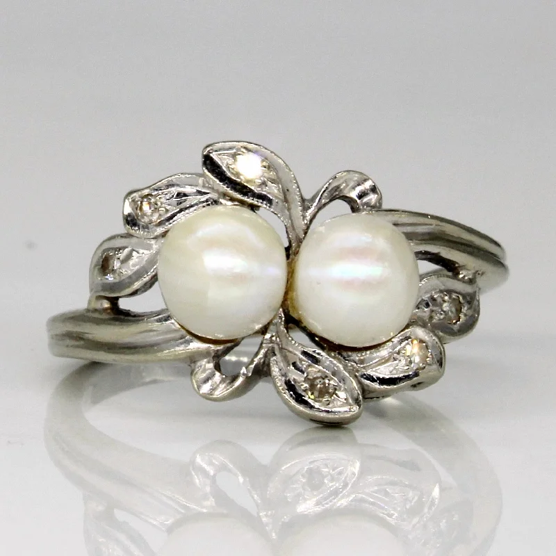 Pearl & Diamond Cocktail Ring | 0.05ctw | SZ 6.5 |