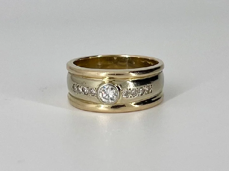 Single Row White & Yellow Gold Diamond Band | 0.37 ctw | SZ 8