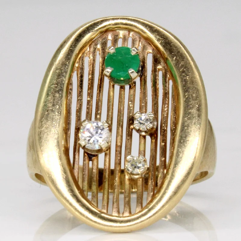 Emerald & Diamond Cocktail Ring | 0.11ct, 0.11ctw | SZ 7.25 |